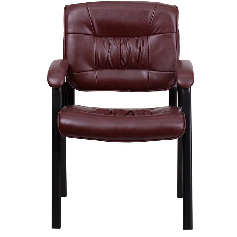 Burgundy LeatherSoft Executive Side Reception Chair with Black Metal Frame - Flash Furniture