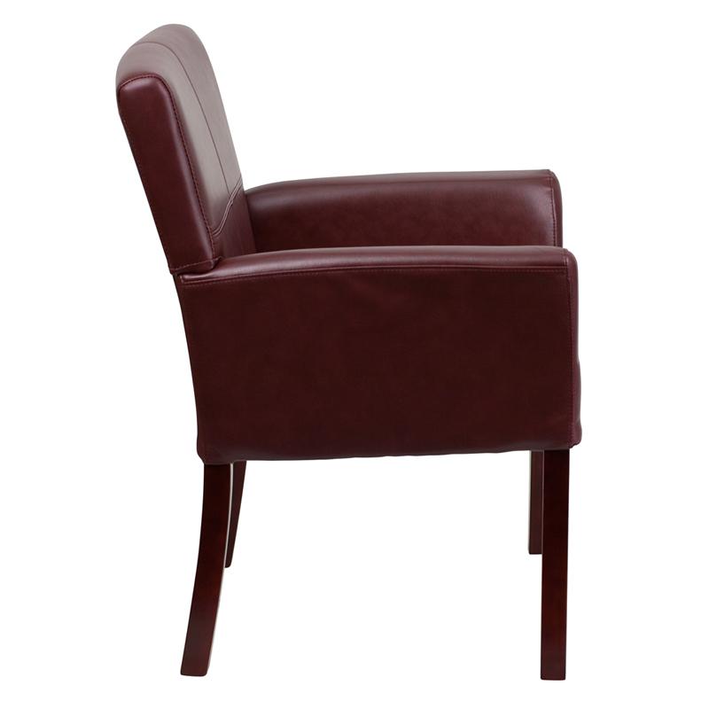 Burgundy LeatherSoft Executive Side Reception Chair with Mahogany Legs - Flash Furniture