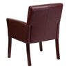 Burgundy LeatherSoft Executive Side Reception Chair with Mahogany Legs - Flash Furniture