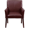 Burgundy LeatherSoft Executive Side Reception Chair with Mahogany Legs - Flash Furniture