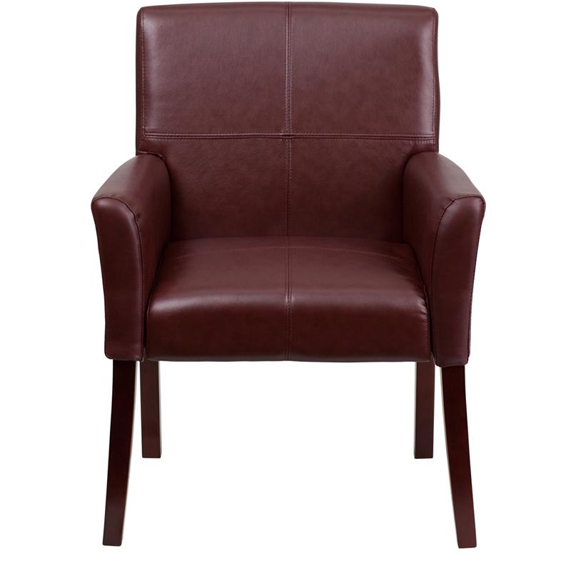 Burgundy LeatherSoft Executive Side Reception Chair with Mahogany Legs - Flash Furniture