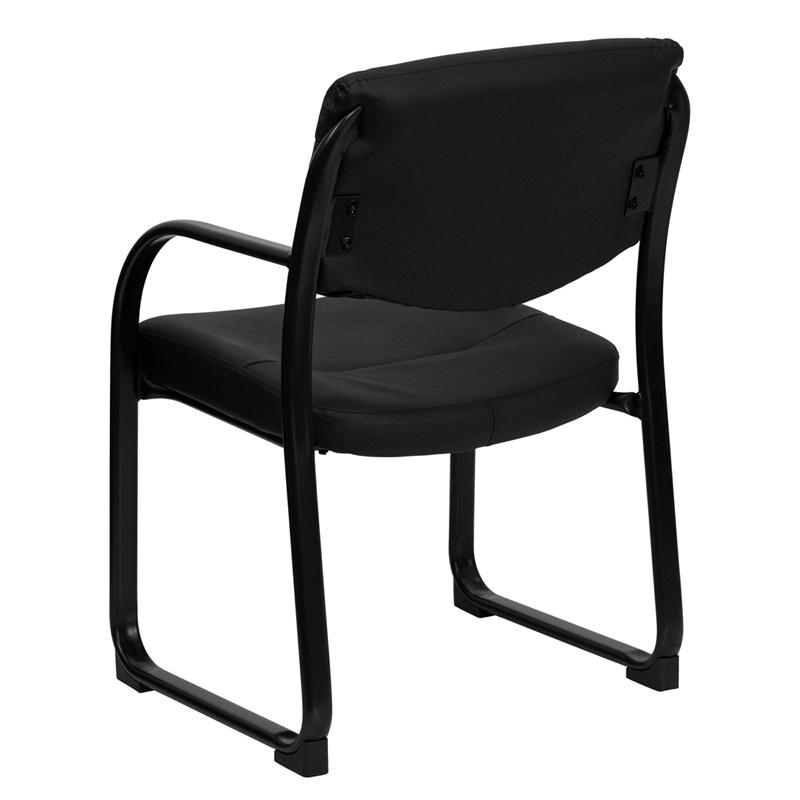 Black LeatherSoft Executive Side Reception Chair with Sled Base - Flash Furniture