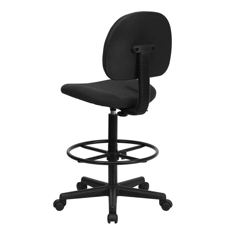 Black Patterned Fabric Drafting Chair (Cylinders: 22.5''-27''H or 26''-30.5''H) - Flash Furniture