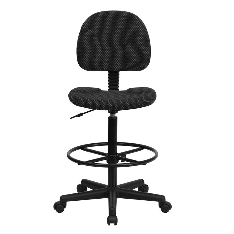 Black Patterned Fabric Drafting Chair (Cylinders: 22.5''-27''H or 26''-30.5''H) - Flash Furniture