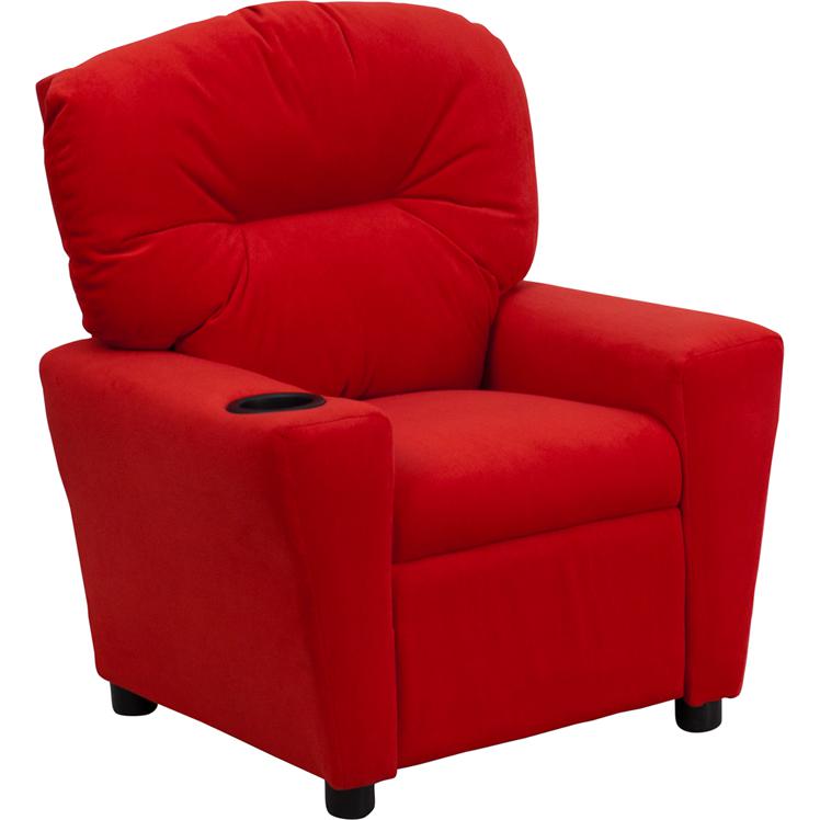 Contemporary Red Microfiber Kids Recliner with Cup Holder - Flash Furniture