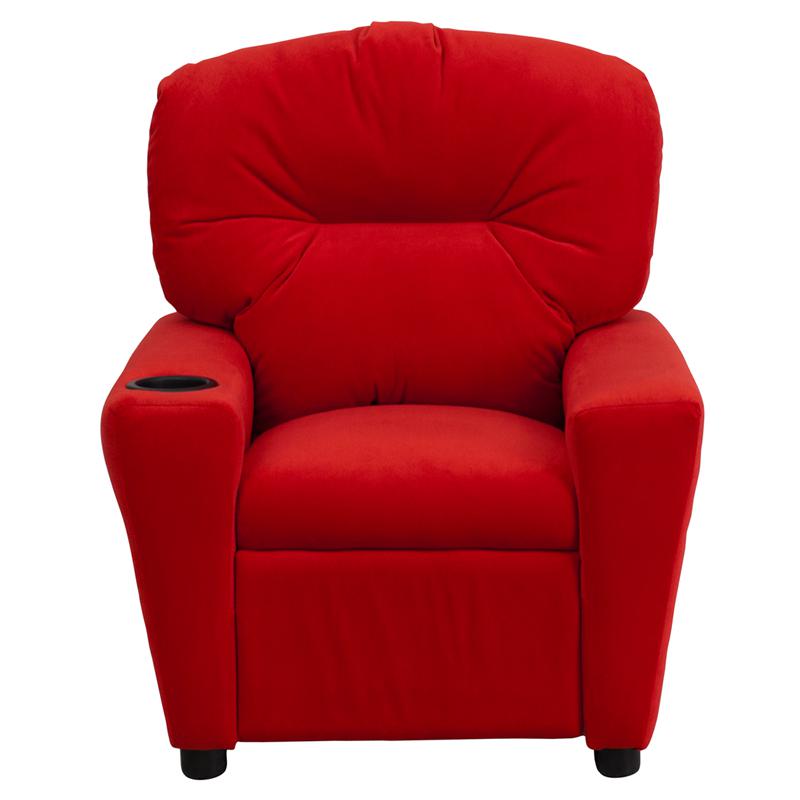 Contemporary Red Microfiber Kids Recliner with Cup Holder - Flash Furniture