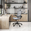 Modern High-Back Mesh Executive office Chair With Headrest And Flip Up Arms. Color: Silver Grey - Techni Mobili