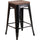 24'' High Backless Black-Antique Gold Metal Counter Height Stool with Wood Seat - Flash Furniture