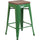 24'' High Backless Green Metal Counter Height Stool with Square Wood Seat - Flash Furniture