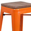 24'' High Backless Orange Metal Counter Height Stool with Square Wood Seat - Flash Furniture