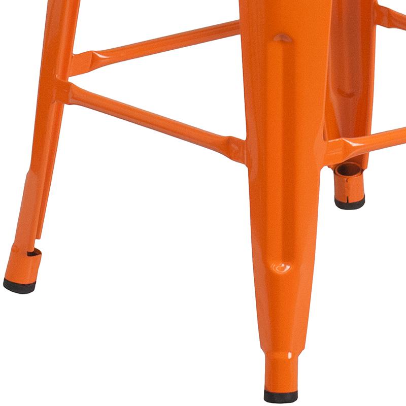 24'' High Backless Orange Metal Counter Height Stool with Square Wood Seat - Flash Furniture