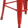 24'' High Backless Red Metal Counter Height Stool with Square Wood Seat - Flash Furniture