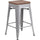 24'' High Backless Silver Metal Counter Height Stool with Square Wood Seat - Flash Furniture