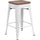 24'' High Backless White Metal Counter Height Stool with Square Wood Seat - Flash Furniture