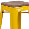 24'' High Backless Yellow Metal Counter Height Stool with Square Wood Seat - Flash Furniture