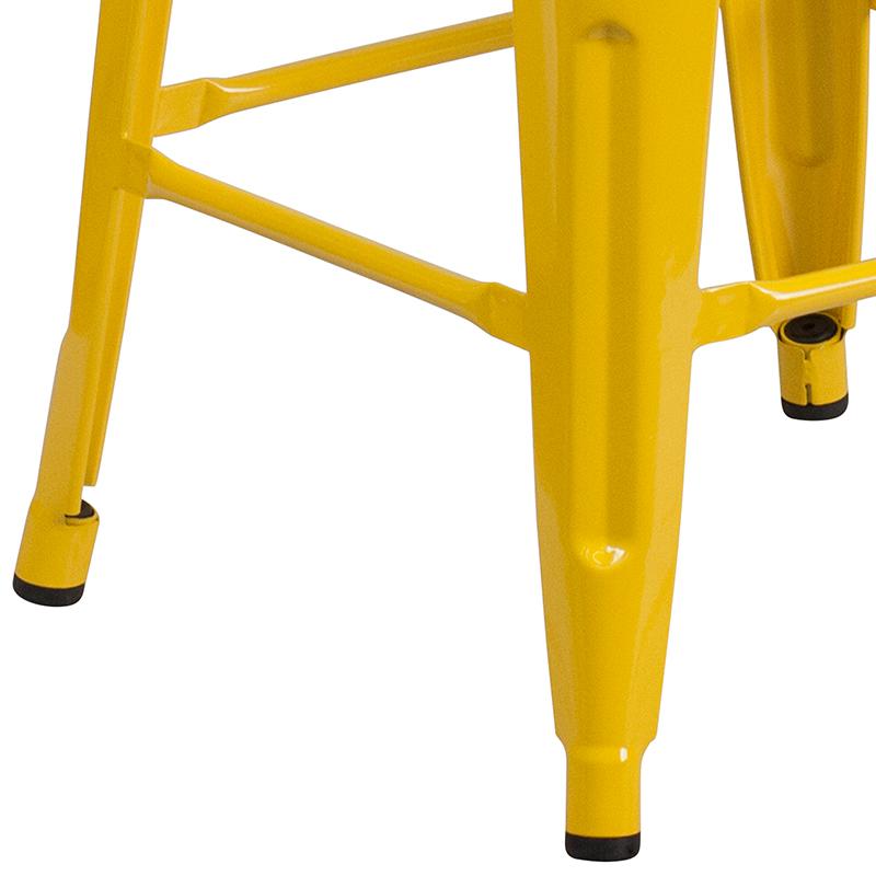 24'' High Backless Yellow Metal Counter Height Stool with Square Wood Seat - Flash Furniture