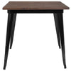 31.5'' Square Black Metal Indoor Table with Walnut Rustic Wood Top - Flash Furniture