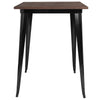 31.5'' Square Black Metal Indoor Bar Height Table with Walnut Rustic Wood Top - Flash Furniture