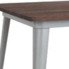 31.5'' Square Silver Metal Indoor Bar Height Table with Walnut Rustic Wood Top - Flash Furniture