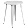 Commercial Grade 24'' Round White Metal Indoor-Outdoor Table - Flash Furniture