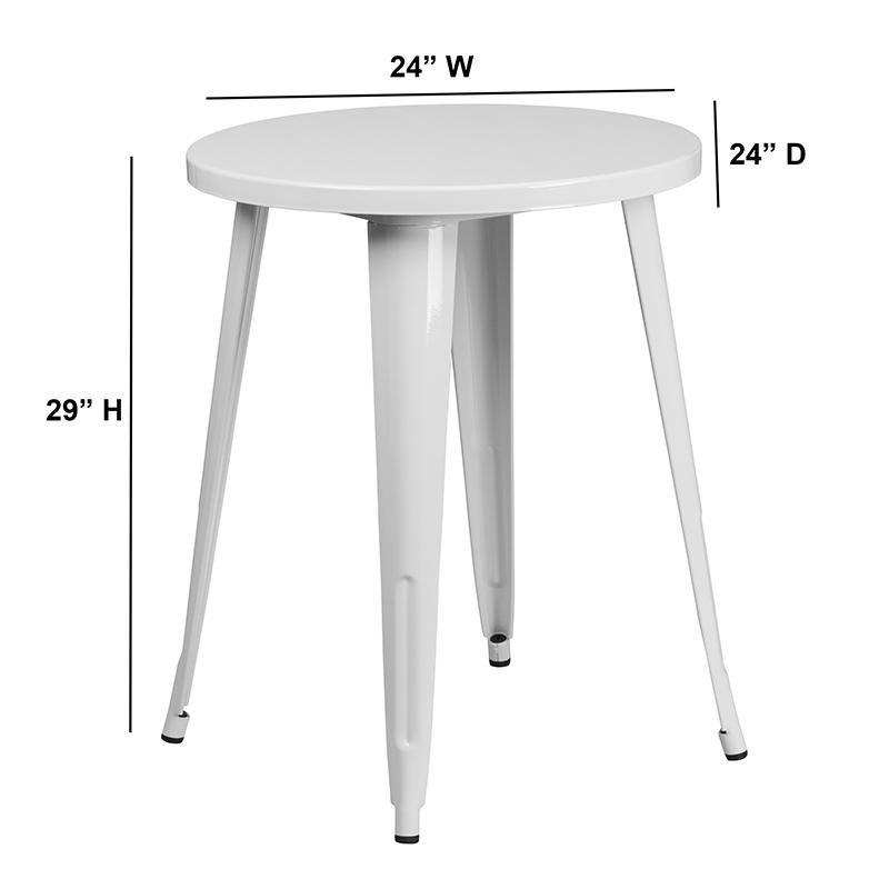 Commercial Grade 24'' Round White Metal Indoor-Outdoor Table - Flash Furniture