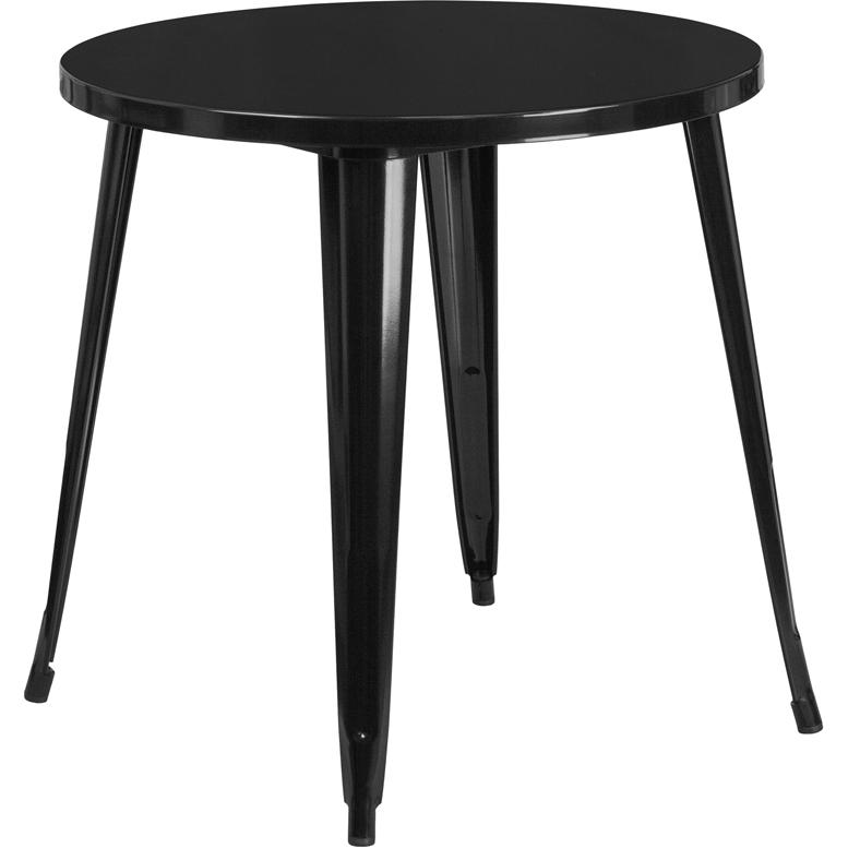 Commercial Grade 30'' Round Black Metal Indoor-Outdoor Table - Flash Furniture