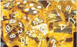 Chessex Mfg Co Llc -  D6 -- 16Mm Translucent Dice - Yellow/White; 12Ct