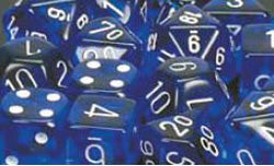 Chessex Mfg Co Llc -  D6 -- 16Mm Translucent Dice - Blue/White; 12Ct