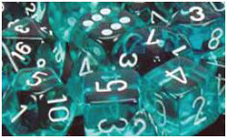 Chessex Mfg Co Llc -  D6 -- 16Mm Translucent Dice Teal/White; 12Ct