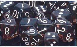 Chessex Mfg Co Llc -  D6 -- 12Mm Translucent Dice - Smoke/White; 36Ct