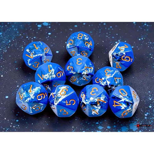 Chessex Mfg Co Llc -  Brushed Dice: Wavebreak With Gold Set Of Ten D10 Dice Set