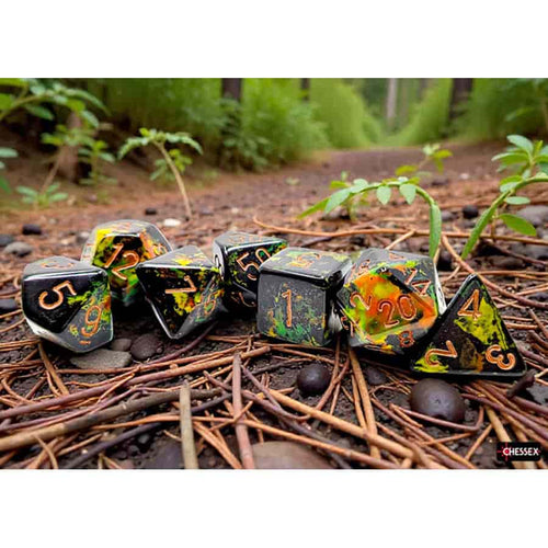 Chessex Mfg Co Llc -  Brushed Dice: Polyhedral Deep Forest With Bronze 7-Die Set