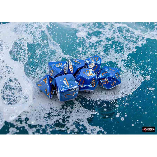 Chessex Mfg Co Llc -  Brushed Dice: Polyhedral Wavebreak With Gold 7-Die Set
