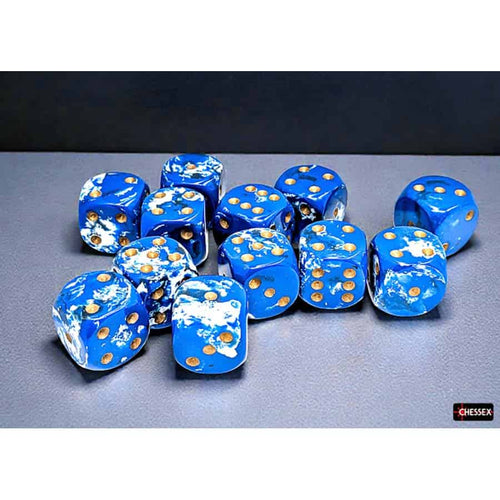 Chessex Mfg Co Llc -  Brushed Dice: 16Mm D6 Wavebreak With Gold Dice Block (12 Dice)