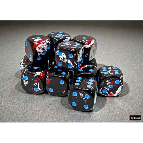 Chessex Mfg Co Llc -  Brushed Dice: 16Mm D6 Dark Side With Blue Dice Block (12 Dice)
