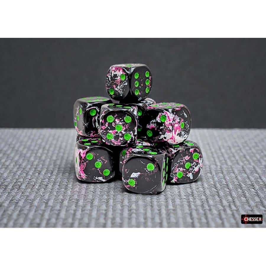 Chessex Mfg Co Llc -  Brushed Dice: 16Mm D6 Paintball With Green Dice Block (12 Dice) Pre-Order