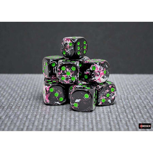 Chessex Mfg Co Llc -  Brushed Dice: 16Mm D6 Paintball With Green Dice Block (12 Dice)