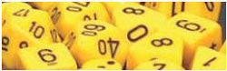 Chessex Mfg Co Llc -  D6 -- 16Mm Opaque Dice - Yellow/ Black - 12Ct