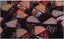 Chessex Mfg Co Llc -  D10 Gemini Dice - Purple-Red/Gold 10Ct