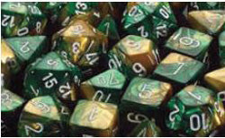 Chessex Mfg Co Llc -  7Ct Gemini Gold-Green W/White Dice Set