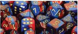 Chessex Mfg Co Llc -  D6 -- 16Mm Gemini Dice - Blue-Red/Gold; 12Ct
