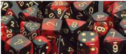Chessex Mfg Co Llc -  D6 -- 16Mm Gemini Dice - Black-Red/Gold; 12Ct