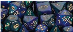 Chessex Mfg Co Llc -  D6 -- 16Mm Gemini Dice - Blue-Green/Gold; 12Ct