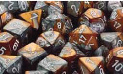 Chessex Mfg Co Llc -  D6 -- 12Mm Gemini Dice - Copper-Steel/White; 36Ct
