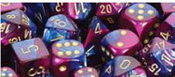 Chessex Mfg Co Llc -  D6 -- 12Mm Gemini Dice - Blue-Purple/Gold; 36Ct