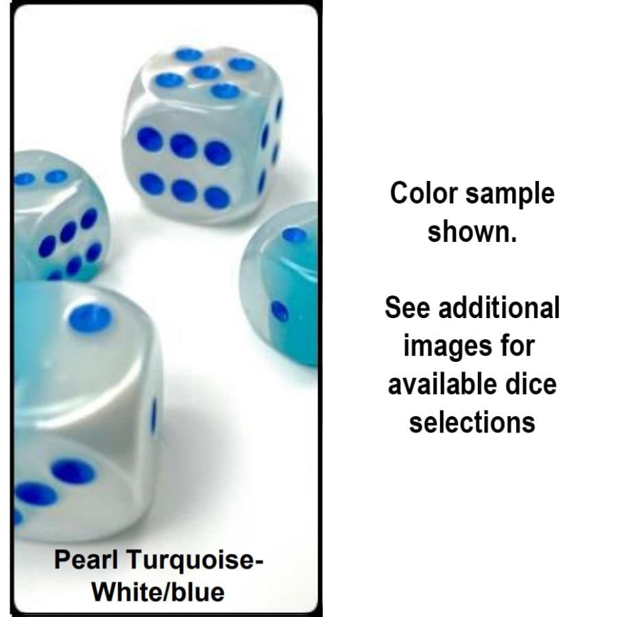 Chessex Mfg Co Llc -  16Mm 12Ct D6 Block: Gemini Pearl Turquoise-White/Blue Luminary