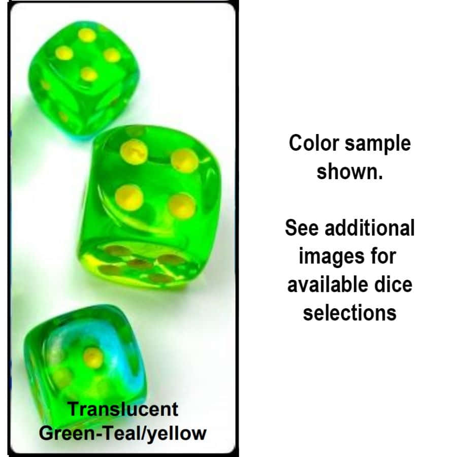 Chessex Mfg Co Llc -  16Mm 12Ct D6 Block: Gemini Translucent Green-Teal/Yellow