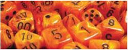 Chessex Mfg Co Llc -  D10 Vortex Dice - Orange/Black - 10Ct