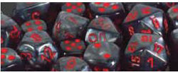Chessex Mfg Co Llc -  D10 Velvet Dice - Black/Red - 10Ct