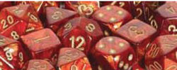 Chessex Mfg Co Llc -  D6 -- 16Mm Scarab Dice - Scarlet/Gold - 12Ct